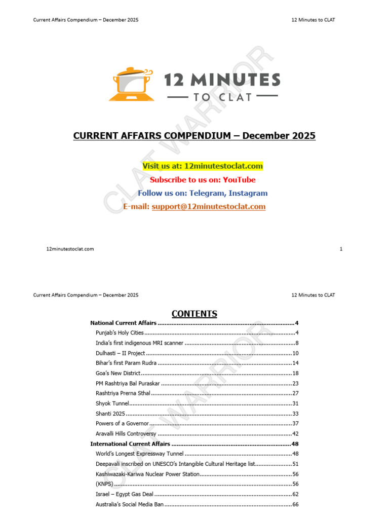 Current Affairs Compendium - December 2025 | PDF