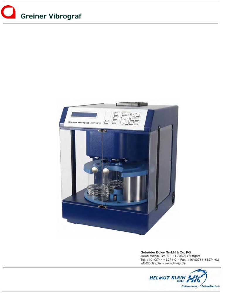Manual Greiner Vibrograf ACS900 | PDF | Ultrasound | Mechanical Engineering