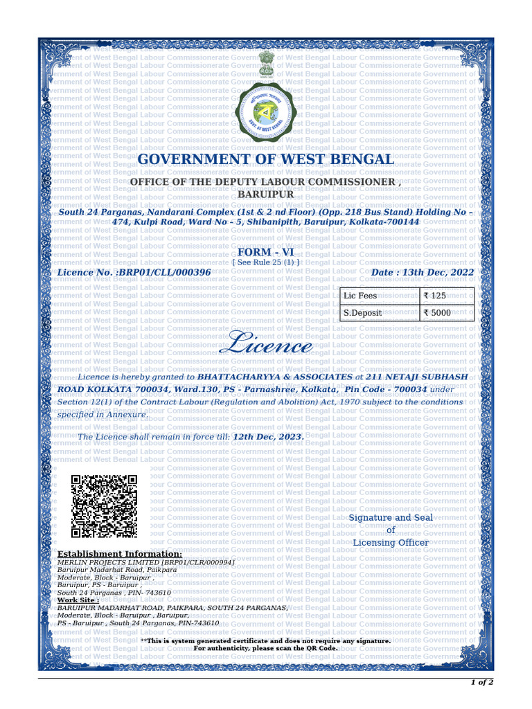 Labour License (Form - Vi) | PDF