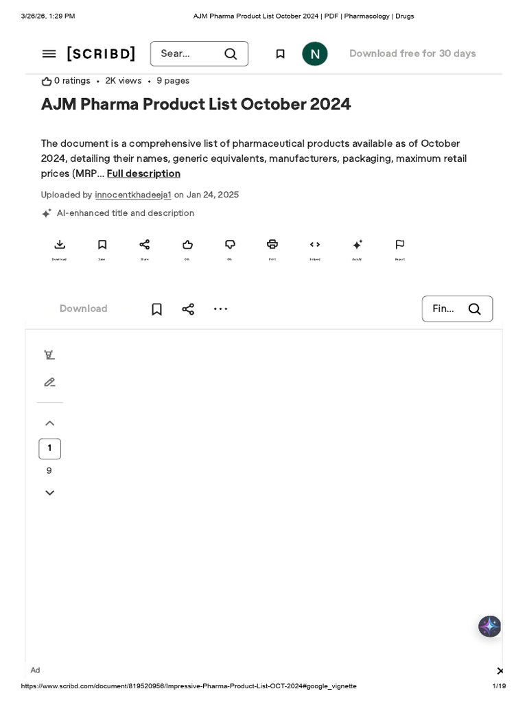 AJM Pharma Product List October 2024 - PDF - Pharmacology - Drugs | PDF