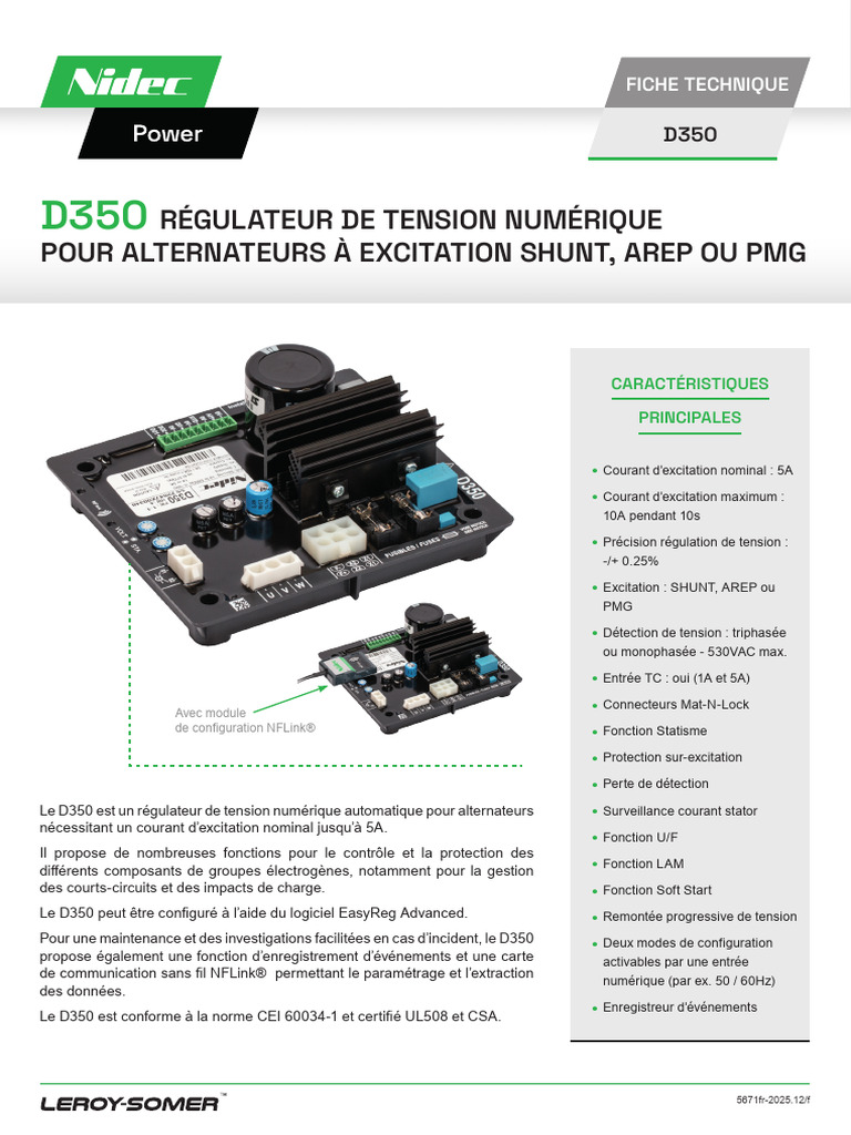 Régulateur de Tension Numérique Pour Alternateurs À Excitation Shunt ...