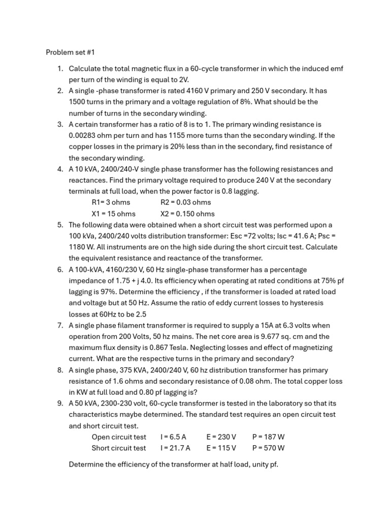 Apparatus Problem Set 1 | PDF