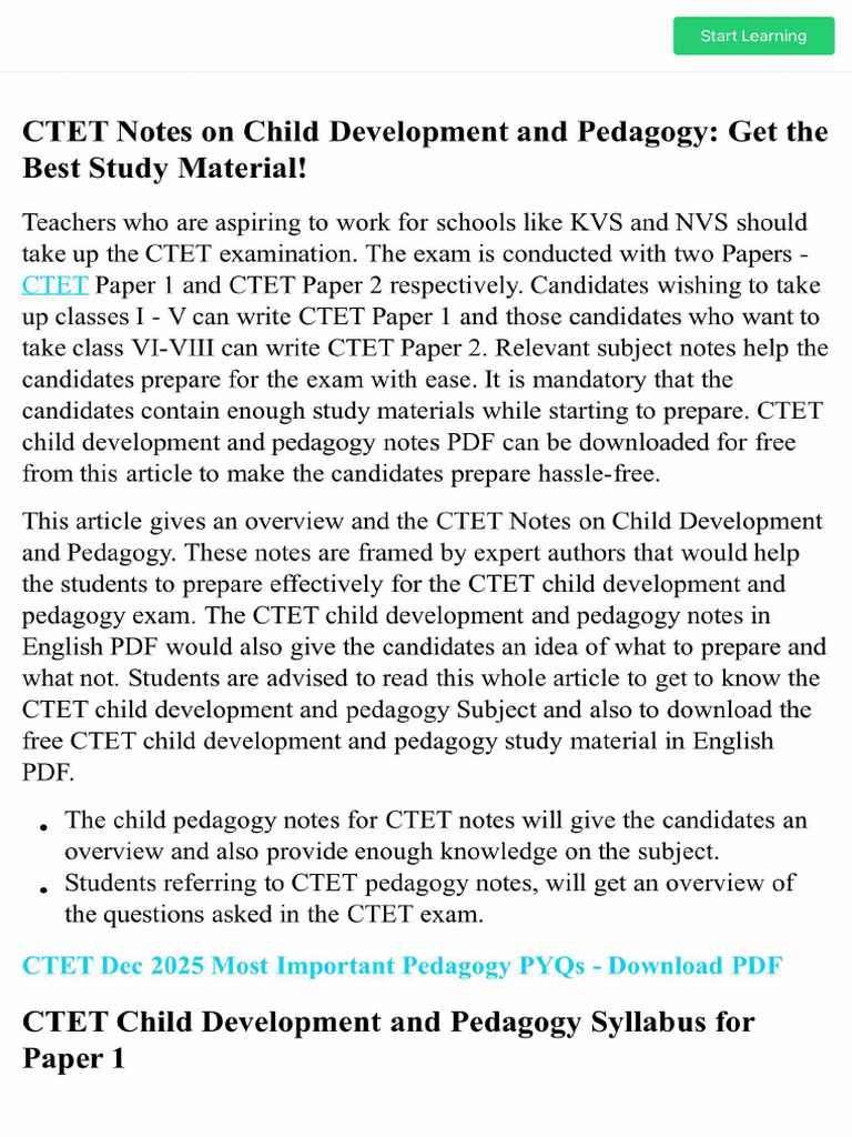 CTET Notes On Child Development and Pedagogy - Get The Best Study ...