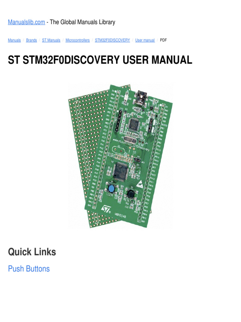 ST Stm32F0Discovery User Manual: Quick Links | PDF | Microcontroller ...