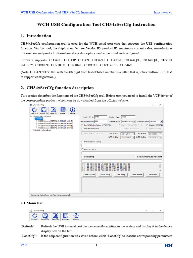 WCH USB CfgTool CH34xsercfg Instruction | PDF | Usb | Computing