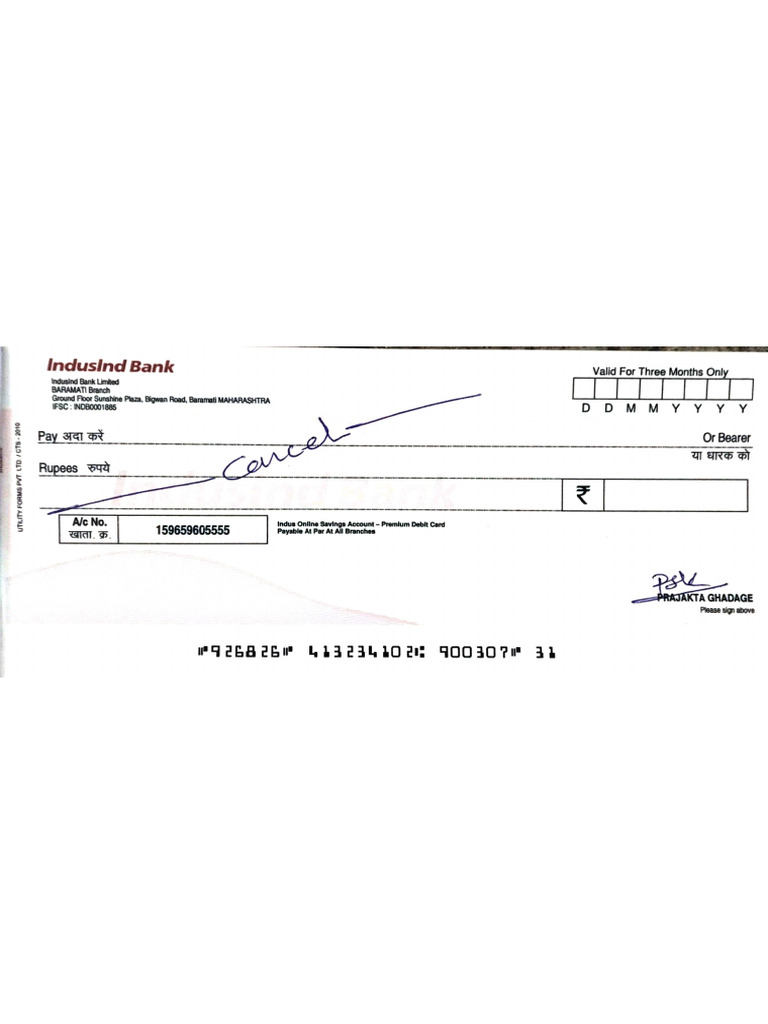 Prajakta Bank Cheque | PDF