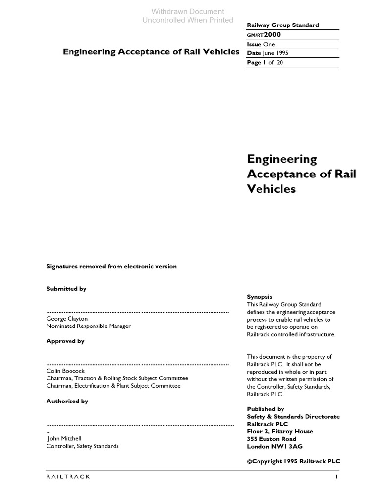 Engineering Acceptance of Rail Vehicles | PDF
