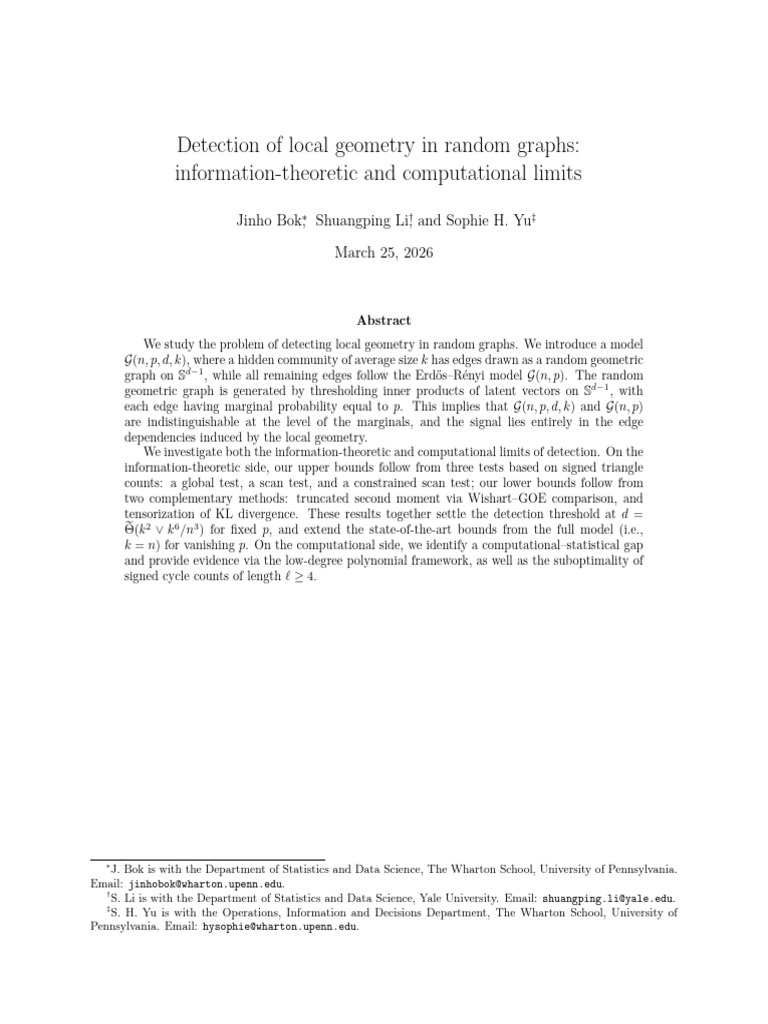Detection of Local Geometry in Random Graph | PDF | Combinatorics ...