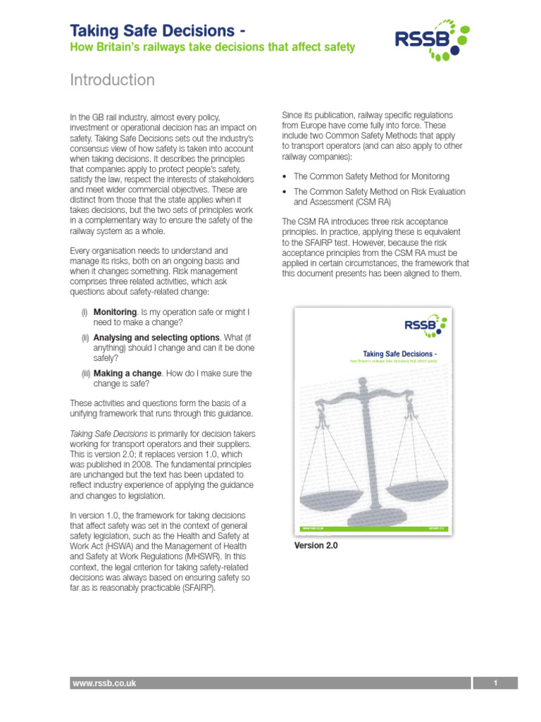 Taking Safe Decisions | PDF | Safety | Risk