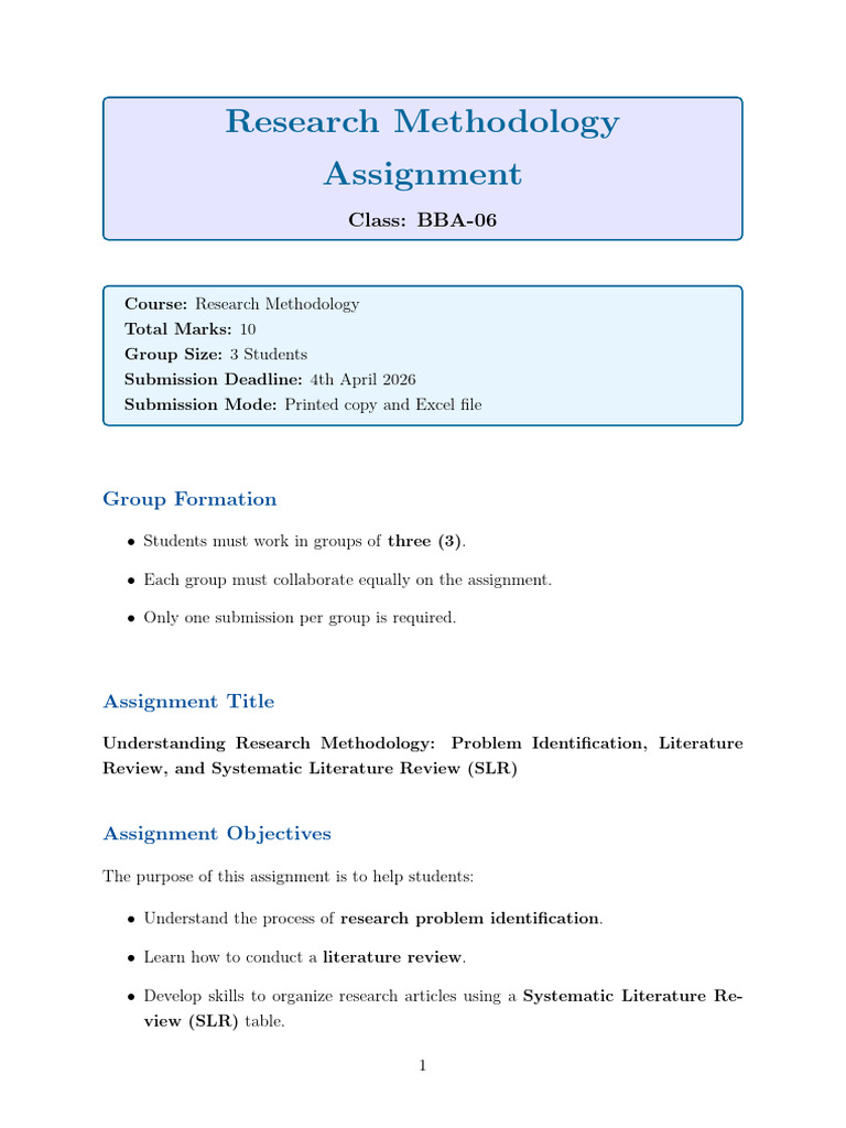Assignment 1 | PDF | Methodology | Systematic Review