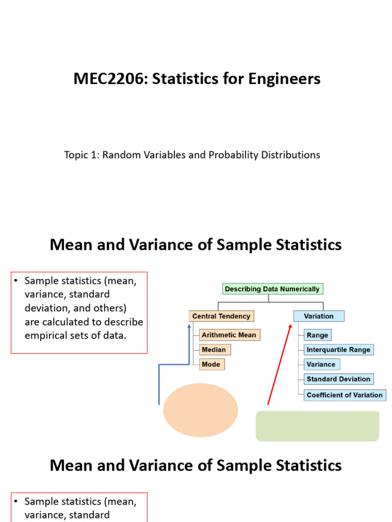 MEC2206 Statistcs For Engineers Chapter 1 Means and Variations | PDF ...