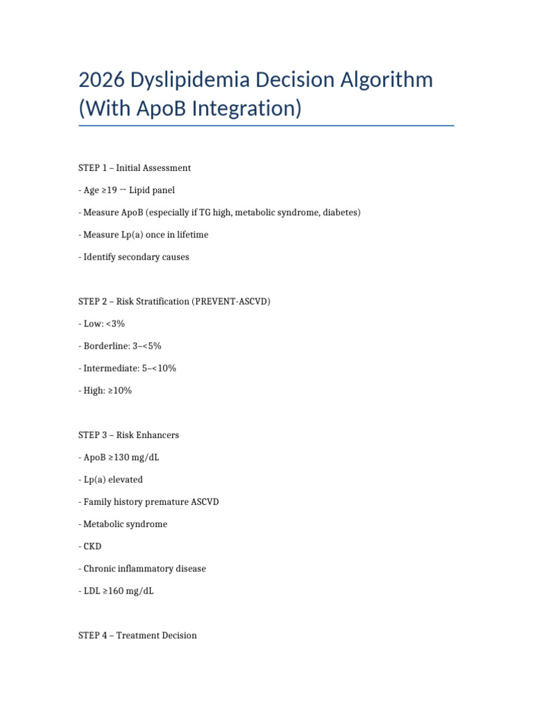 Dyslipidemia Algorithm 2026-1 | PDF