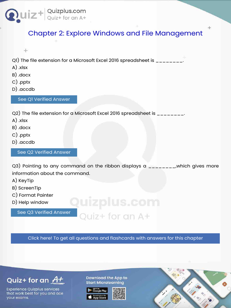 The File Extension For A Microsoft Excel 2016 Spreadsheet Is | PDF ...