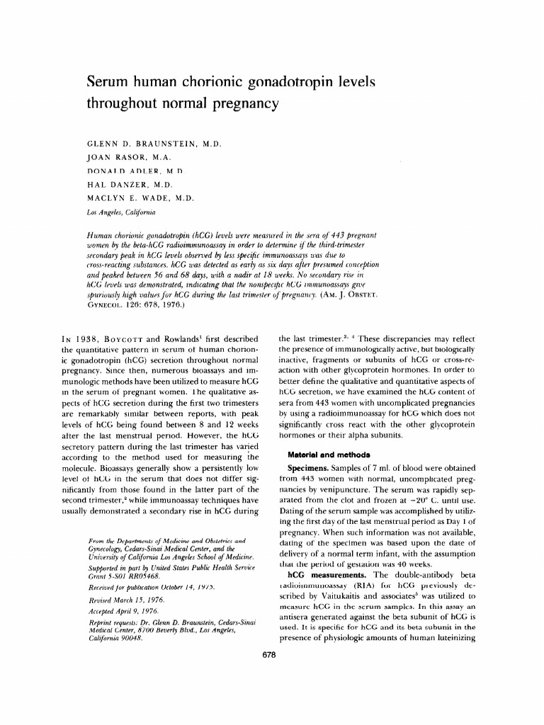 Braunstein 1976 | PDF | Human Chorionic Gonadotropin | Gonadotropin