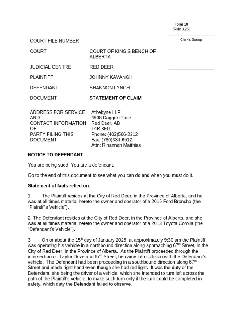 Statement of Claim Complete 1110 | PDF