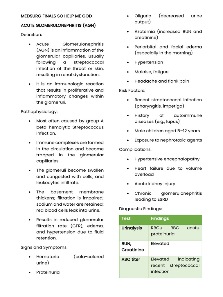 Acute Glomerulonephritis | PDF | Urinary Tract Infection | Clinical ...