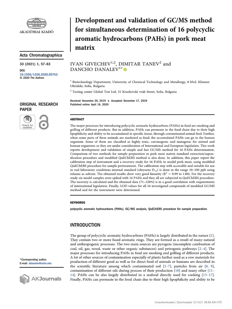 Development and Validation of Gc/Ms Method For Simultaneous ...