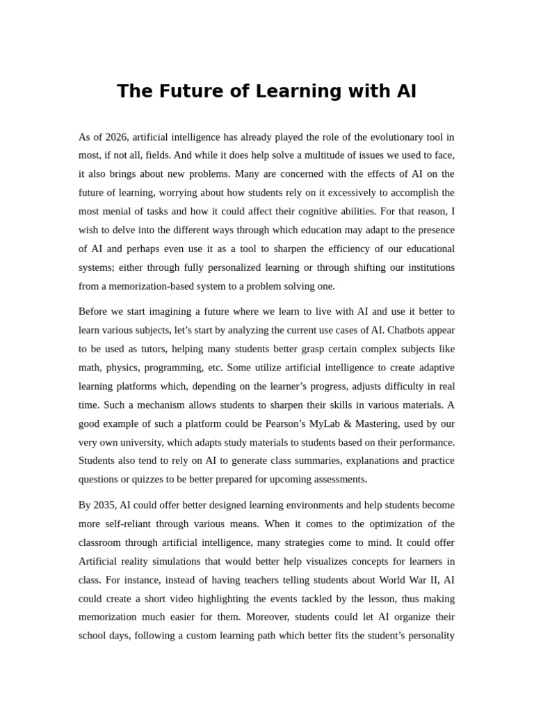 The Future of Learning With AI | PDF | Artificial Intelligence ...