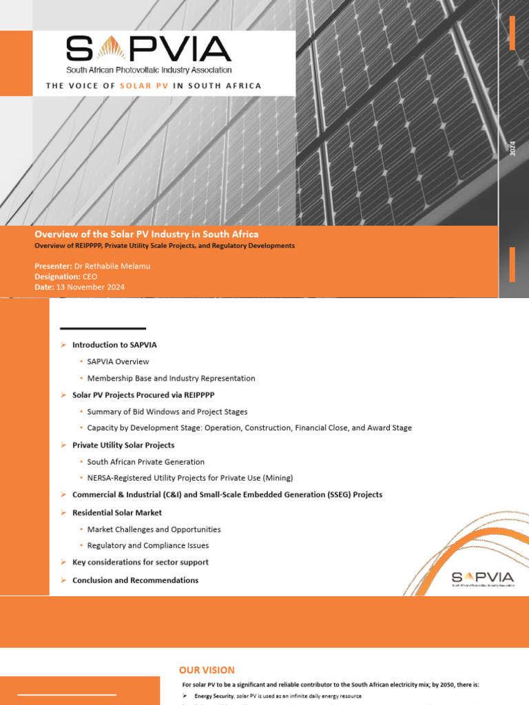 Presentation Solar PV and Regulatory Landscape in South Africa | PDF