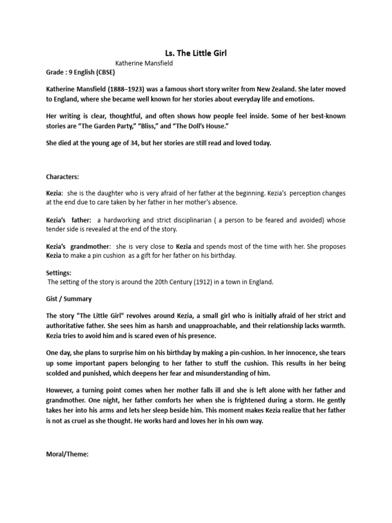 25-26 A Little Girl - Notes | PDF