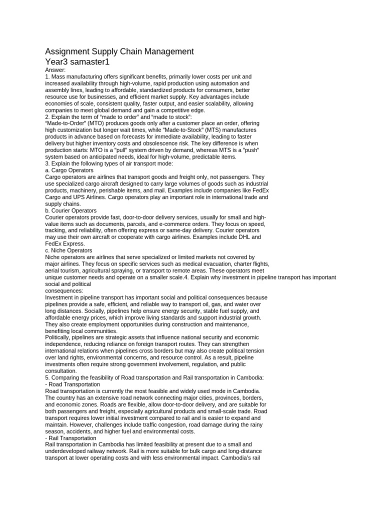 Assignment SCM | PDF
