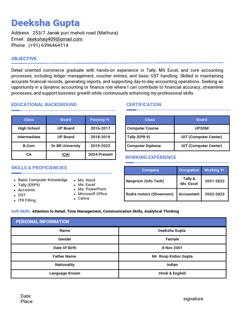 Deeksha Gupta Resume | PDF