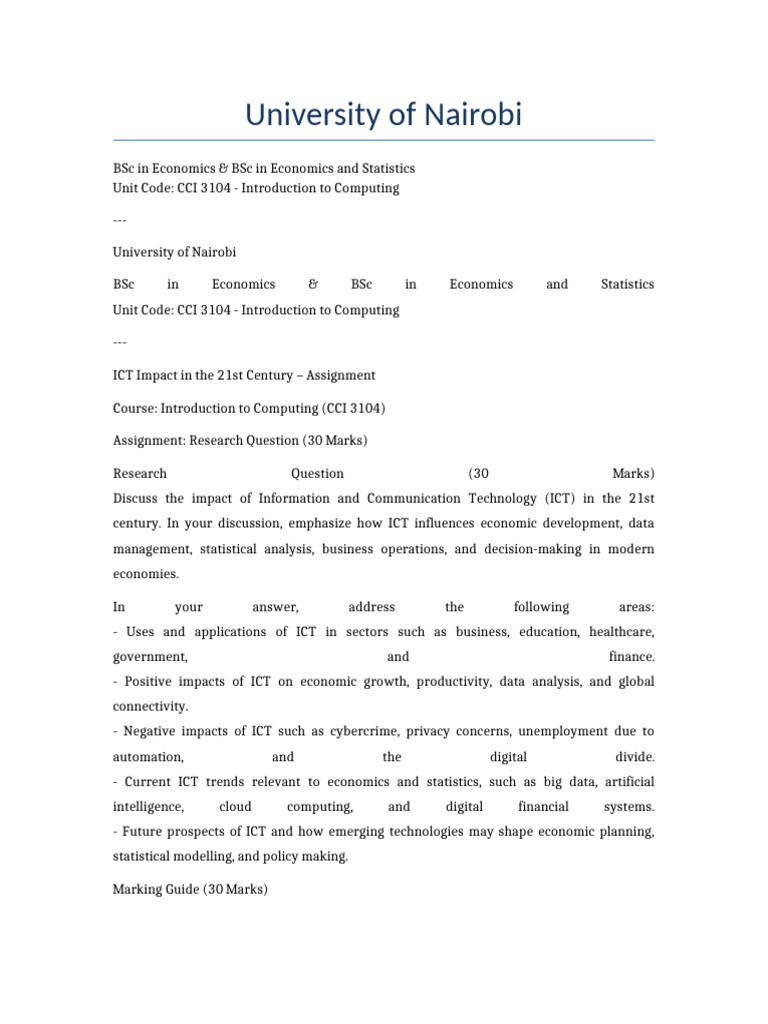 CCI3104 ICT Assignment UoN v2 | PDF