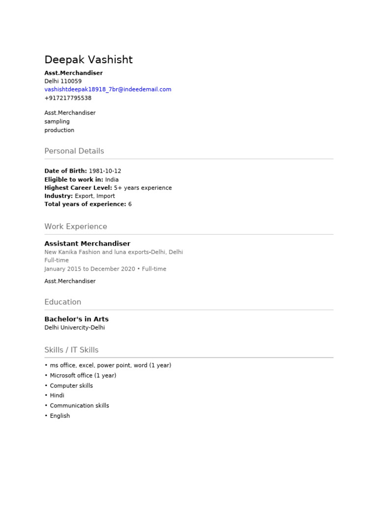 CV Deepak Vashisht | PDF