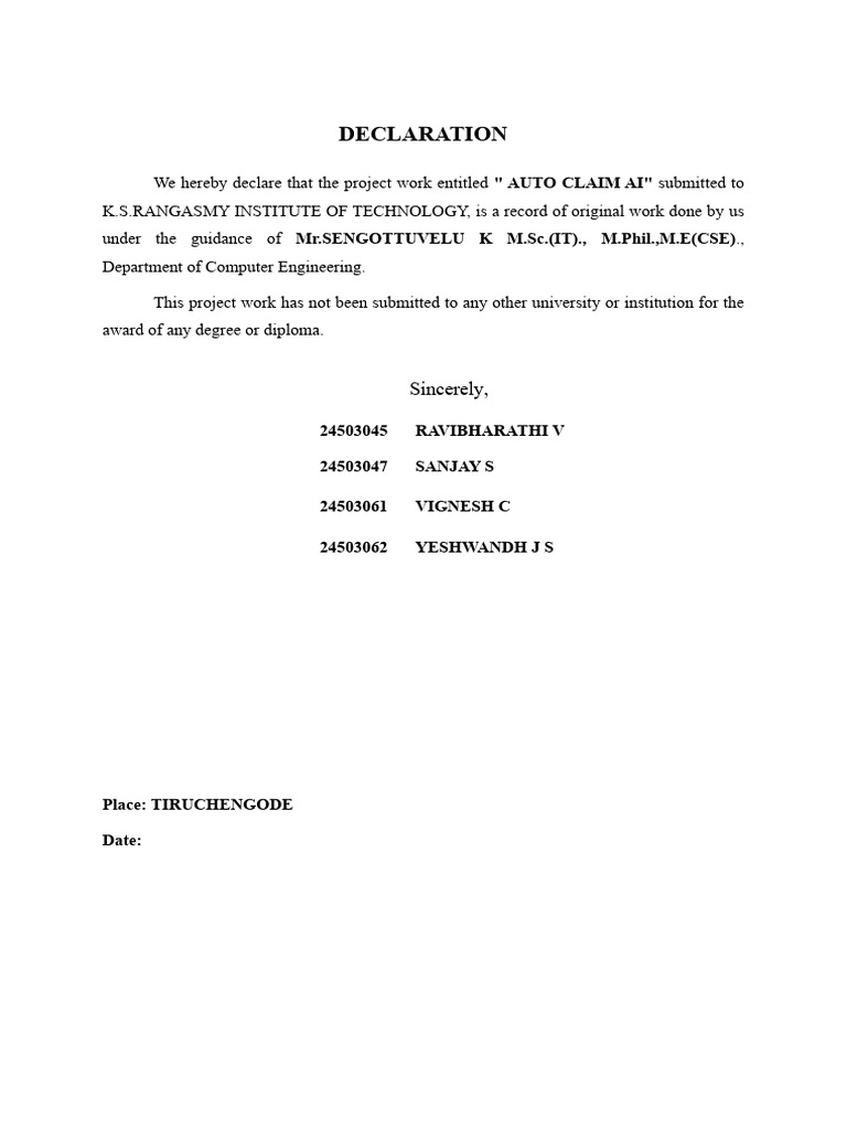 Declaration Auto Claim Ai | PDF