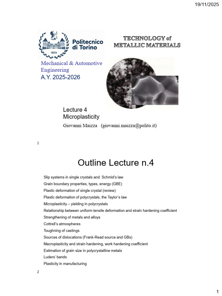 Lecture 4 - Microplasticity 2pp | PDF