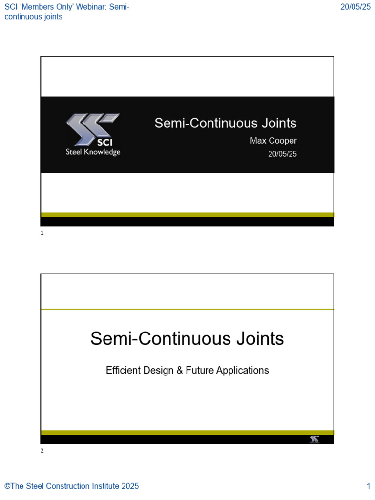 PDF Handouts - SCI Webinar - Semi-Continuous Joints (May 25) | PDF