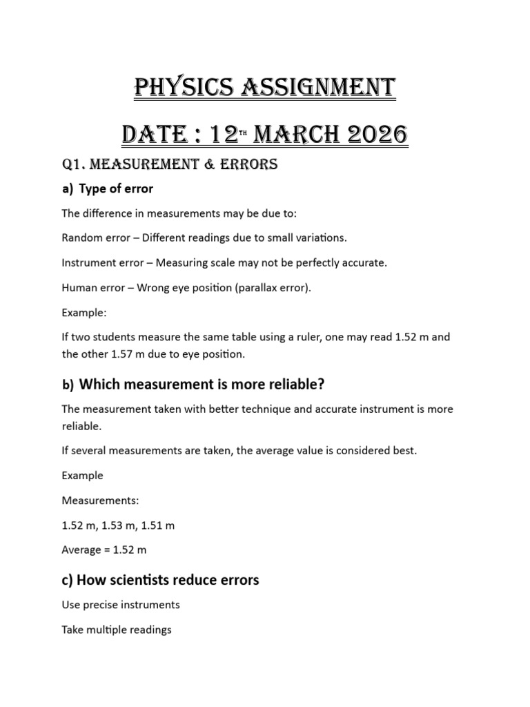 Physics Assignment | PDF