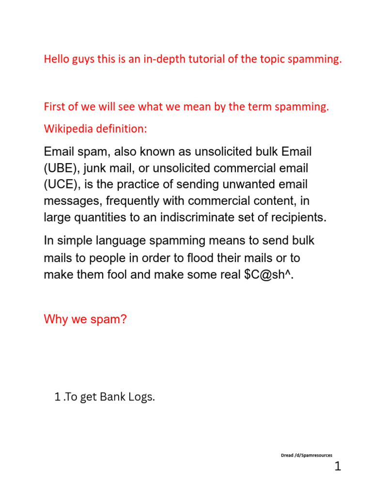 In Depth Tutorial of The Topic Spamming | PDF | Email Spam | Spamming