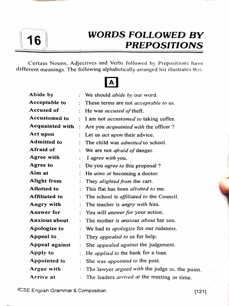Words Followed by Appropriate Prepositions and Phrasal Verbs | PDF