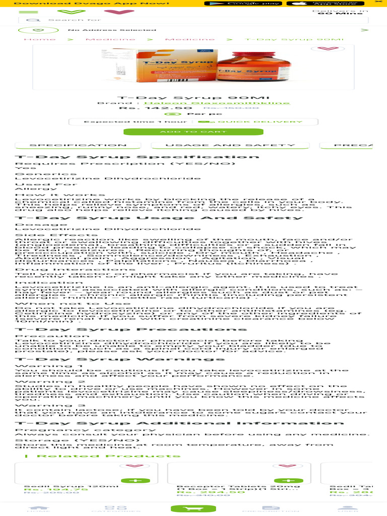 T-Day Syrup 90ml Price in Pakistan - Uses, Dosage, Side Effects | PDF