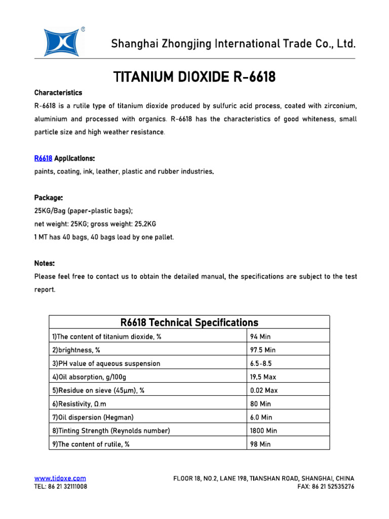 r6618 Titanium Dioxide Rutile Powder | PDF