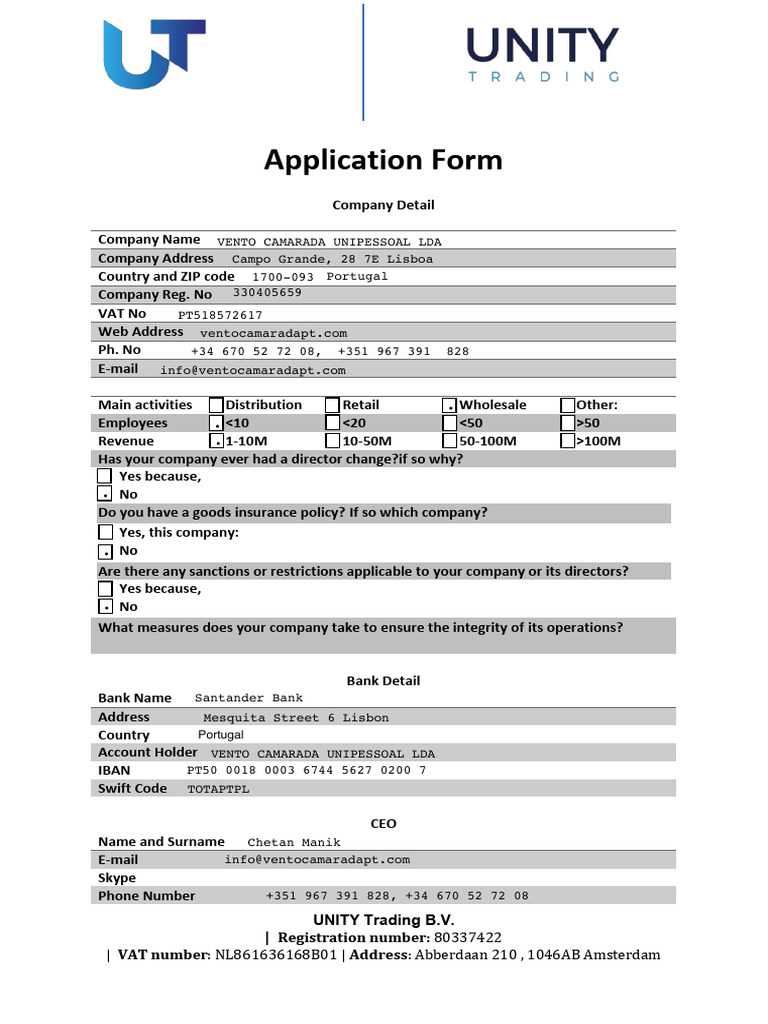 Application - Form Unity. | PDF