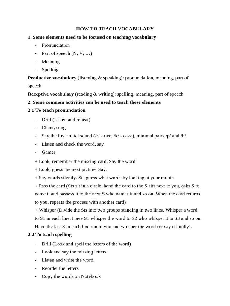 Teach Vocabulary | PDF