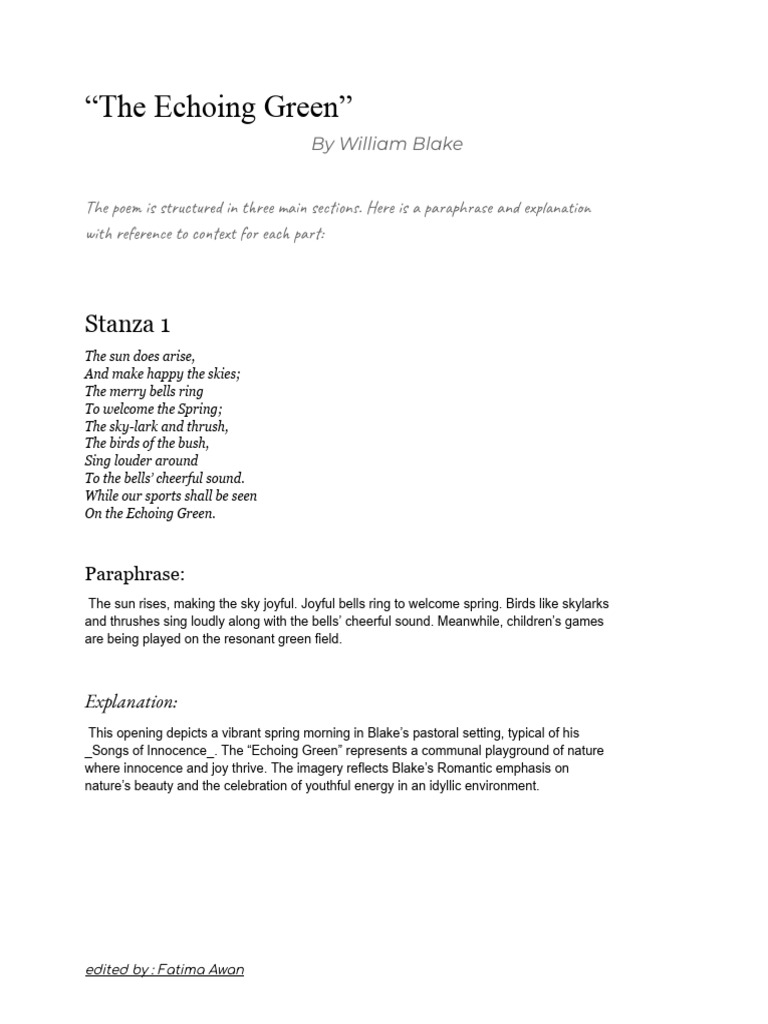 The Echoing Green | PDF