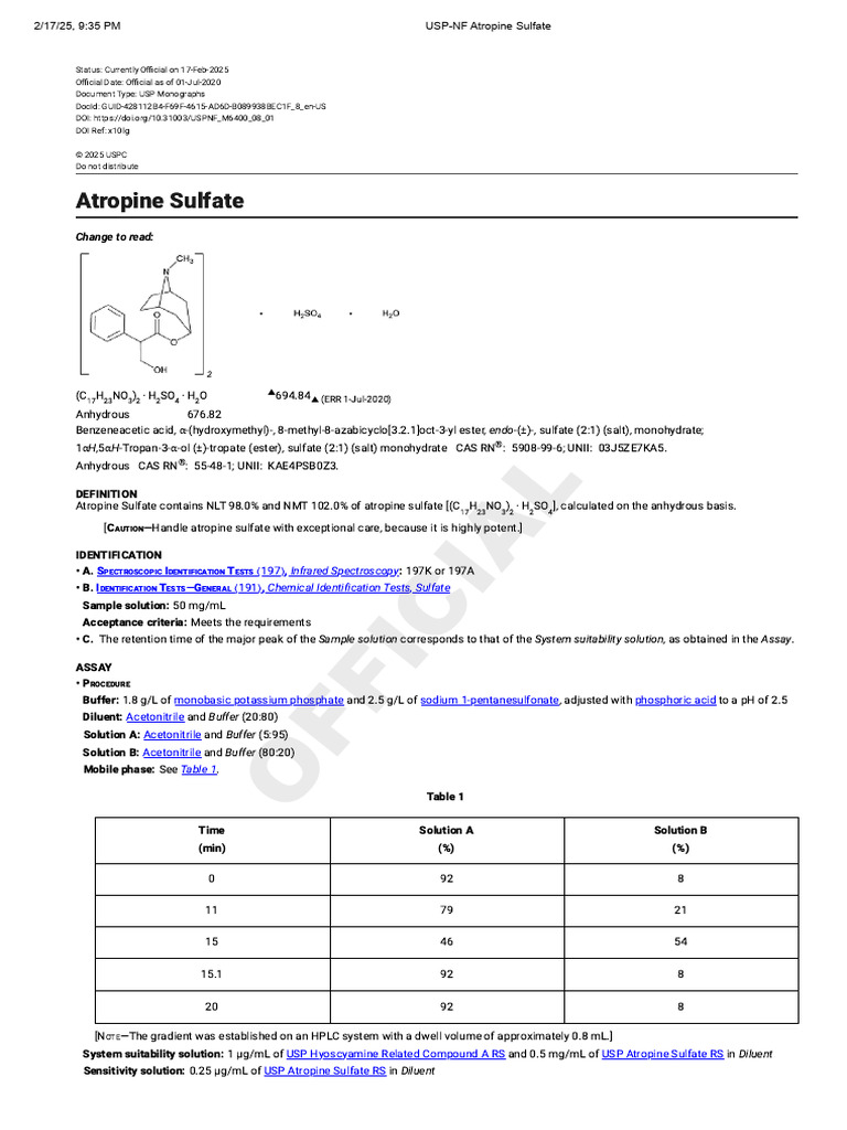 3513 Atropine Sulfate | PDF