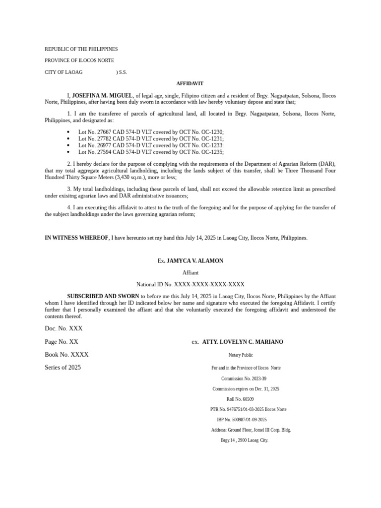 Affidavit Sample 5 | PDF