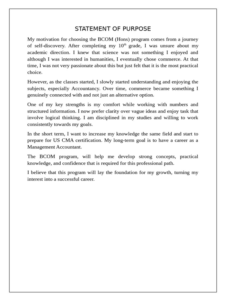 Statement of Purpose - 2510305 | PDF