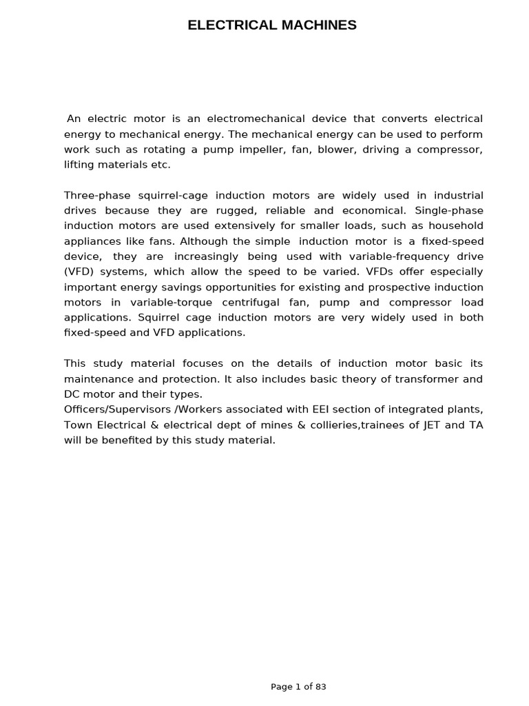 Electrical Machines | PDF | Electric Motor | Electromagnetic Induction