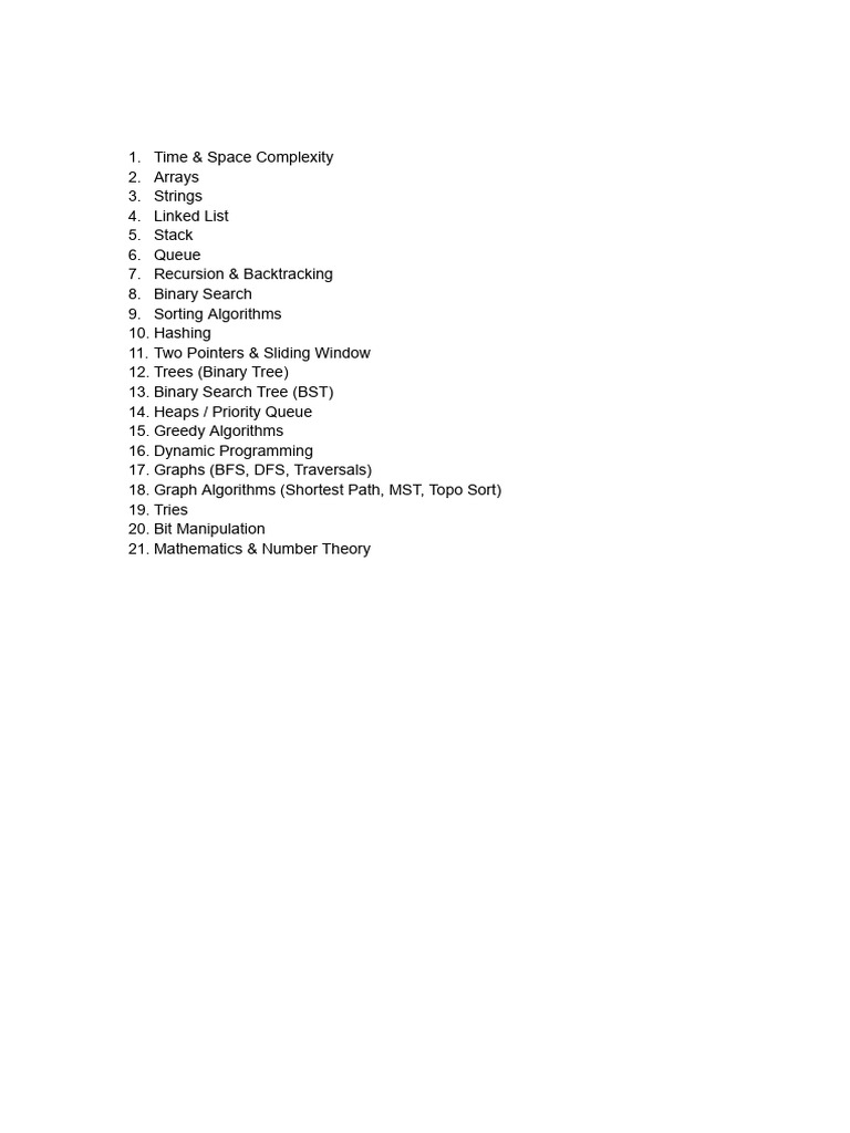 DSA Topic Sheet | PDF