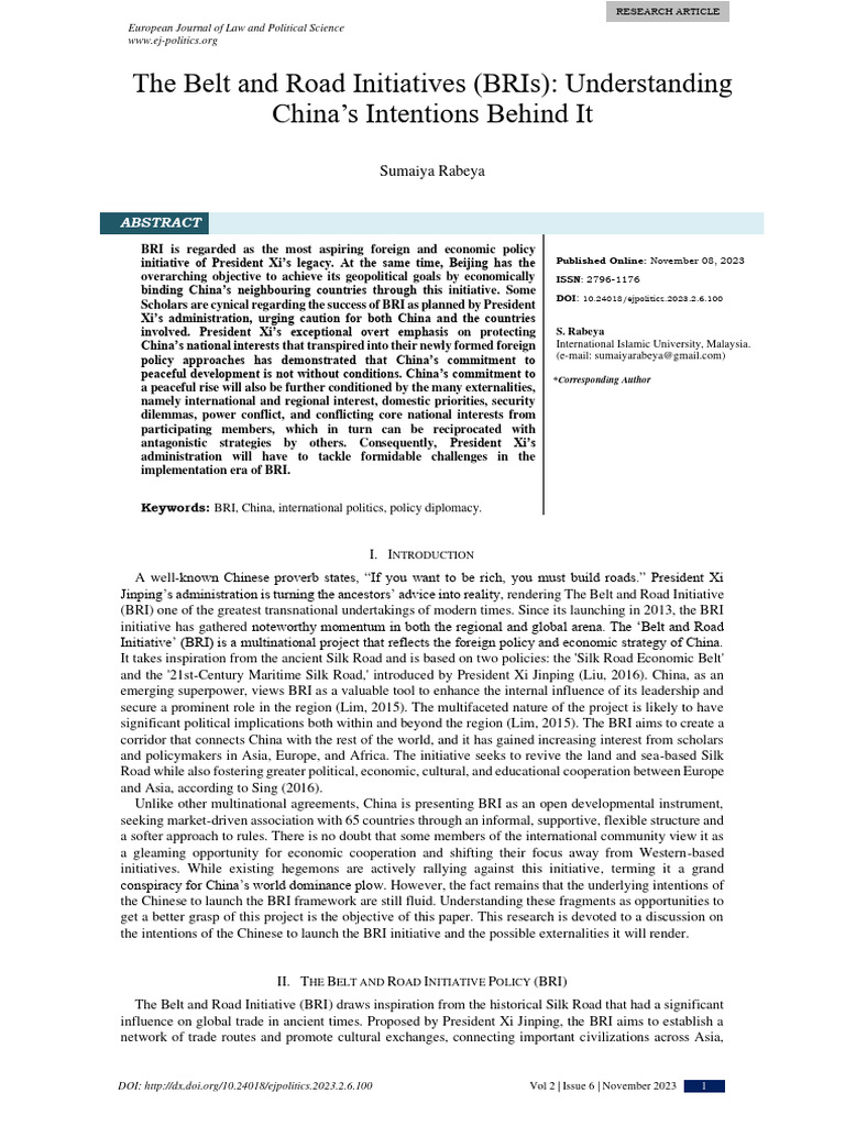 Belt and Road Initiatives BRIs Understan | PDF