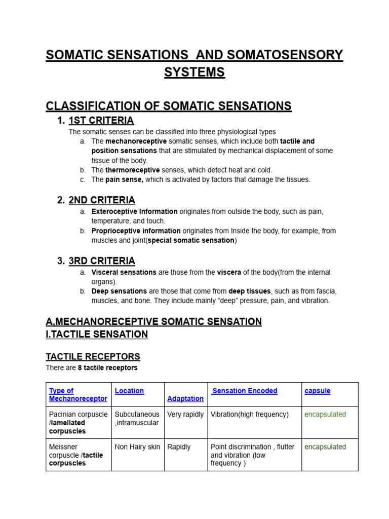 Somatic Sensations and Somatosensory Systems | PDF | Spinal Cord ...