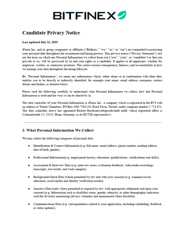 Candidate Privacy Notice & Consent Form For Interview Recording | PDF
