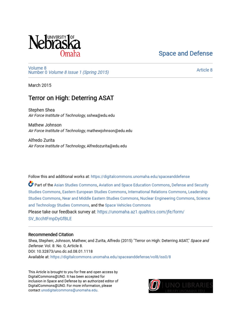 Terror On High - Deterring ASAT | PDF