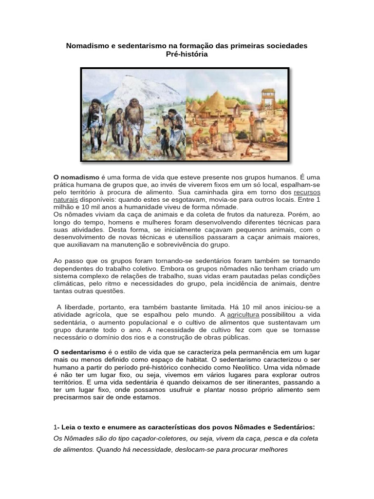 Nomadismo e Sedentarismo Na Formação Das Primeiras Sociedades | PDF ...