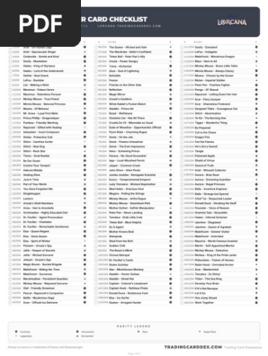 Lorcana the First Chapter Card Checklist | PDF